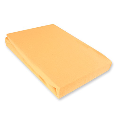 Julido Jersey Spannbettlaken 90-100x190-200 cm, Betttuch mit Gummizug, Bettlaken Apricot aus Baumwolle, Oeko-Tex Standard 100