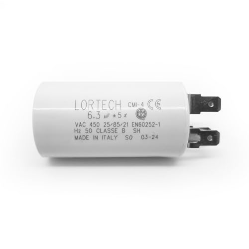 LORTECH PERMANENTER KONDENSATOR 6,3µF – Ø 30mm x 56mm – FLACHER BODEN – HERGESTELLT IN ITALIEN