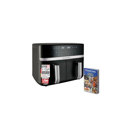Russell Hobbs Heißluftfritteuse 2 Kammern 9L Rapid AirFryer [2 Fächer je 4,5l, sehr leiser Betrieb, 9 Programme] SatisFry Fritteuse (spülmaschinenfest, Match & Synchronisierungsfunktion) 27681-56