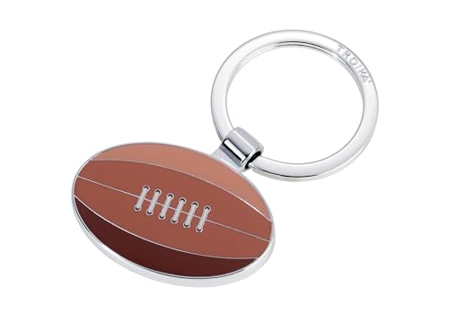 TROIKA Schlüsselanhänger Rugby Ball – RUGBY – Sport Football Ballsport Fitness – sportlicher keyring, hochwertiger Metallguss, echte Emaille – inkl. Schlüsselring – verchromt Original