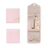 Bieiyhe Schmuckrolle für Reisen, Faltbare Reise Schmuck Organizer Taschen, Schmuckaufbewahrung Travel, Schmuckrollen Tragbare Schmucktasche Klein für Ohrring Ringe Halsketten Uhren Armbänder -Rosa