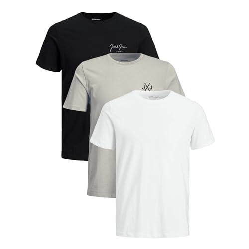 JACK & JONES Infinity Herren T-Shirt Basic mit Rundhals Infinity Multipack Mehrstückpackung 3er Pack 5er Pack (DE/NL/SE/PL, Alphanumerisch, L, Regular, Regular, INFINITY 3er Pack 3)