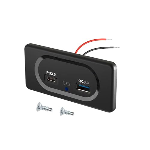 USB Auto Ladegerät 12-24V Typ C für Wohnwagen Wohnmobil Boot Caravan Motorhome Auto Ladebuchse mit LED 2 Ports Schnellladung
