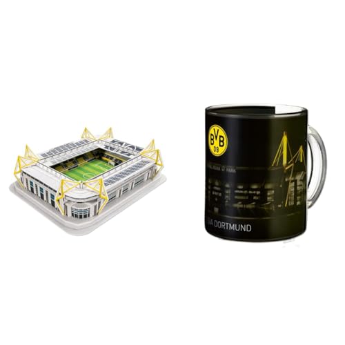 Borussia Dortmund BVB-3D-Stadionpuzzle, 74 Teile & BVB-Zauberglas,0.3 liters, 1 Stück (1er Pack)