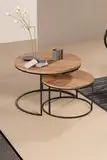 Tubibu Couchtischset Kaffeetisch im 2er Set Satztisch 2-TLG für Wohnzimmer Flur aus Metall und Spanplatte Wohnzimmertisch Beistelltisch Set Moderne Couchtische für Wohnzimmer (Brown)