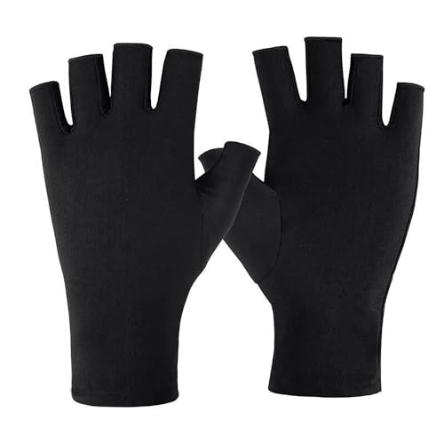 EUZUXU UV Shield Handschuhe Nägel, Maniküre Handschuhe Professionelle Anti-UV Schutz Fingerlose Handschuh, für Nagellack Nagel Kunst Trockner, Schwarz