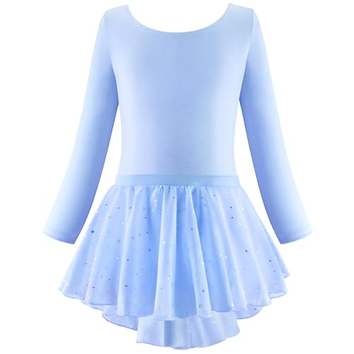 Mädchen Kleider Bunt Stilvolle Schöne Freizeit Langarm-Ballettrock-Trikots, Tanzkleider, Tutu-Outfit für Ballerina-Kleinkind-Mädchen Mädchen Kleider Hochzeit Einschulung Festlich (Blue, 4-5 Years)