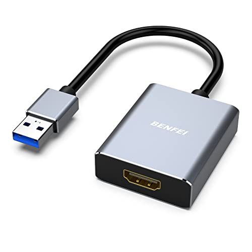 BENFEI USB auf HDMI Adapter 1080p, Unidirektional USB 3.0 auf HDMI Stecker auf Buchse Adapter, hauptsächlich kompatibel mit Windows 11/10/8.1/8/7(Not for Mac)