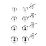 ALEXCRAFT Ohrstecker Silber 925 Set Ohrringe Damen Hypoallergen Klein Ohrringe Stecker Für Herren Piercings (3 mm,4 mm,5 mm,6 mm)