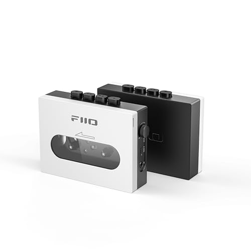 FiiO CP13 Tragbarer Kassettenspieler mit 3,5-mm-Kopfhöreranschluss, ultra-niedriges Wow&Flutter, angetrieben durch Typ-C- oder Lithium-Batterie (Weiß und Schwarz)