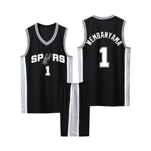 Kinder/Erwachsene Basketball Trikot Shirt und Shorts 2024, 2-Teiliges Kinder/Erwachsene Basketball ärmellose Anzug, Kinder/Erwachsene Basketball Sportbekleidung Schwarz M