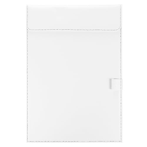 PATIKIL 13"x9.1" A4 PU Leder Klemmbrett Business Mappe Veranstalter Bindemittel Lebenslauf Rechtsdokument Ordner Halter Schreibblock für Büro Weiß