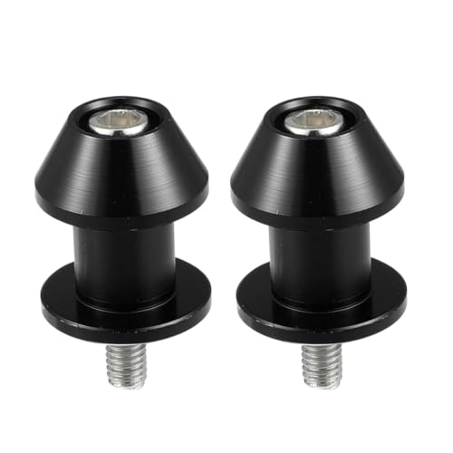 QEDBOJE 2 Stücke Motorrad Prismabuchsen M8 Racingadapter Aluminium Schwingenadapter Schwenkarmspule Ständeraufnahme Schwingenschutz Motorradschwinge Montageständer (Schwarz)