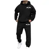 Jogginganzug Herren Baumwolle, Jogginganzug Herren set Sweatshirt und Jogginghose Warmes Trainingsanzug Langarm Sportanzug Sport Outfit set Zweiteiler Jogger set Bequem Baggy Stretch Fitnessanzug