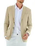 GRACE KARIN Herren Anzugjacke Einfarbig mit 2 Knöpfen Business-Blazer mit Gekerbtem Revers Vollständig Gefütterter Herrenblazer Sakko Sportlich XL Beige