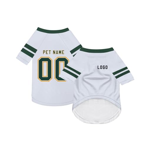 Personalisiert Haustiere Fußball Trikot mit Name/Nummer/Logo Benutzerdefinierte Haustier-T-Shirt für Katzen Hund Sommer Basic Weste Atmungsaktives Basketball Hundehemd Sommerkleidung,White