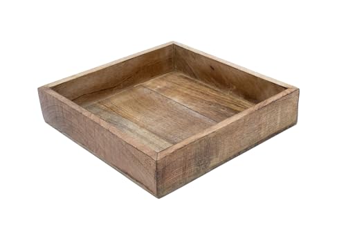 Mango Servier Tablett quadratisch - 25 cm - Deko Holz Schale eckig - Dekotablett Serviertablett Kerzentablett Dekoschale Servierschale Kerzenschale