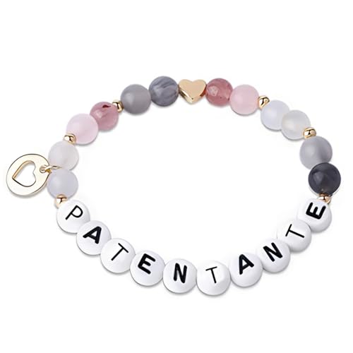 WANGENPING Patentante Fragen Armbänder, Patentante Geschenk, Elastisches Patentante Armband, Handmade Edelstein Perlen Stretch Armbänder, Patentante, Taufpaten Fragen für Frauen Geschenke