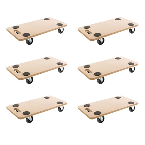 Arebos Rollbrett | 6 Stück | bis zu 200 kg Traglast | inkl. Gummipads | Transportroller Möbelroller Transporthilfe für Umzug Möbel-Transport