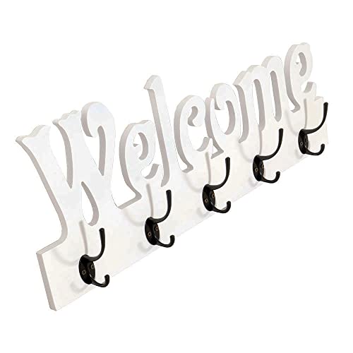 Vintage Line Garderobe Welcome Landhaus Stil 5 Kleiderhaken Holz Look