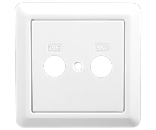 EDISION Antennendosen Abdeckung Universal FPO-200, 2-Loch Abdeckung für Anschlussdosen TV/R-SAT, 80x80mm, Weiß, Kompatibel TVT-200, TVE-201, WFO-900 und alle gängigen Schalterprogramme