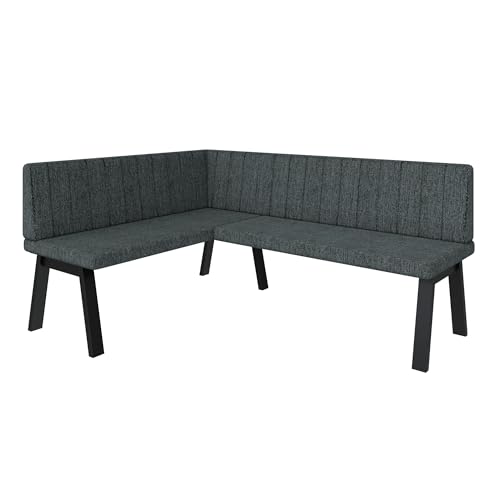 Eckbank Akiko Metal A - Eckbankgruppe für Ihrem Esszimmer, Küche modern, Sitzecke, Essecke. Perfekt für Küche, Büro und Rezeption. Solide und Starke Verarbeitung. (128x168-Links-Inari96)