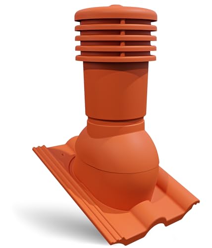 Bandloo VENTOS X – PLUS R Ziegelrot DN150 – Universeller Dachentlüfter mit Kondensatablauf für Betonziegel, Lüftung Kaminaufsatz für Steildach, Wetterfest & UV-beständig (Ziegelrot)