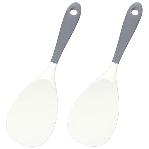 MBAIYO 2 Stück Reislöffel Antihaft Silikon, 22x6.8cm Servierlöffel Hitzebeständig Rice Löffel Reis Kocher Kochlöffel Silikonlöffel Für Reis Reiskocher Kartoffelpüree Sushi-Reis