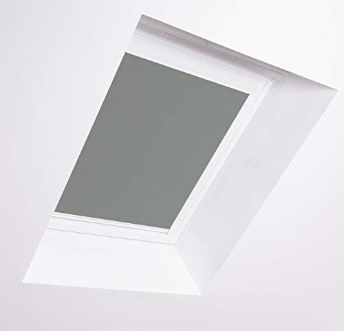 Bloc Blinds Rooflite Dachfenster, Weißer Aluminiumrahmen, Zinnfarben, M8A