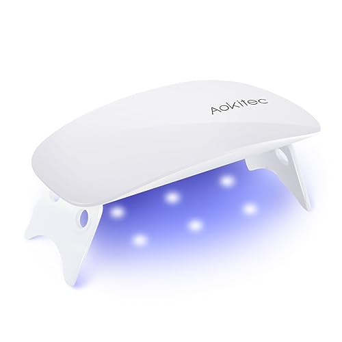 Aokitec Mini UV LED Nagellampe, Tragbarer Nageltrockner für alle Gelnagellacke, Aushärtungswerkzeug in Mausform Kompakt Leicht mit USB Kabel (Weiß)