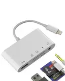 Adapter USB OTG Kartenleser SD Micro SD Ladegerät 3,5 mm auf Lightning (5 in 1) für iPhone, iPad für Apple, kompatibel mit Samsung USB 3.0 Kopfhörer, Kopfhörer, AUXiliar-Speicher, Fotogerät