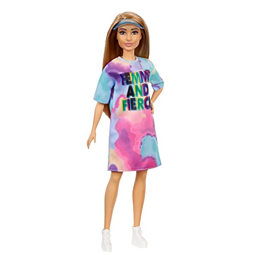 Barbie GRB51 - Fashionista Puppe mit Tie Dye Kleid, Spielzeug für Kinder ab 3 Jahren