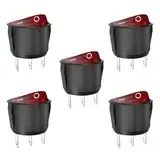 SCOOYUCK 5 Stücke Wippschalter Rund, SPDT 23mm 3 Polig ON/ON 12V 24V 125V 250V Kippschalter, für Auto Boot Haushaltsgeräte (Red)