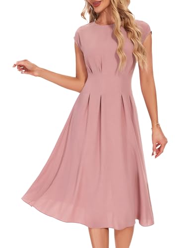 Wedtrend Vintage Kleider Damen Festliche Kleider A Linie Cocktailkleid Midi Abendkleid Hohe Taille Frühlingskleid Damen RWTP30012DustyRoseXS
