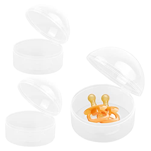 Jinlaili 3PCS Schnullerbox Transparent, Staubdicht Schnuller Box, Schnullerhalter BPA-Frei, Schnullerbox Tragbar Reise Aufbewahrungsbox für die tägliche, Aufbewahrung von 2 Schnullern - Babyfreundlich