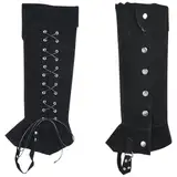 GORGECRAFT 2Stk Piraten-Stiefelüberzüge Mittelalterliche Beinschützer Gamaschen Renaissance-Stiefel Beinwickel Schwarzes Kunstleder Verstellbare Stiefeloberteile Schuhüberzug Halloween Cosplay Kostüm