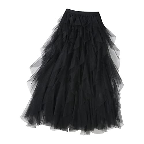 hehiy Damen Karneval Kostüm Tüllrock 50er Tütü Rock Kurz Ballett Unterrock Crinoline Petticoat Tutu TüLlrock Damen Bunt Blauer TüLlrock Damen Lang TüLl Rock Schwarz