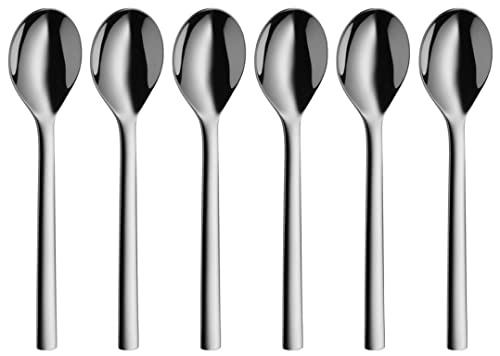 WMF Nuova Tee-/ Kaffeelöffel Set 6-teilig, 13,5 cm, Teelöffel Cromargan Edelstahl poliert, Dessertlöffel glänzend, spülmaschinengeeignet