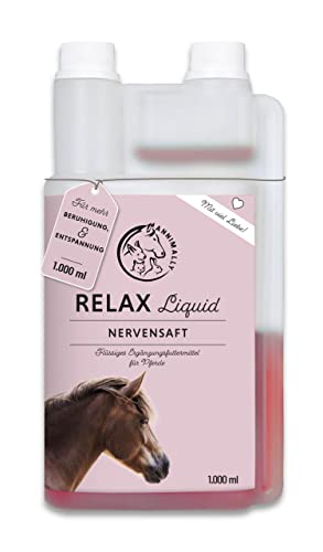 Annimally Relax Liquid für Pferde 1000ml Nervensaft zur Beruhigung beim Pferd mit Baldrian, Hopfen, Tryptophan, B12, Magnesium & Calcium flüssig - Gegen Angst, Stress & für Transport