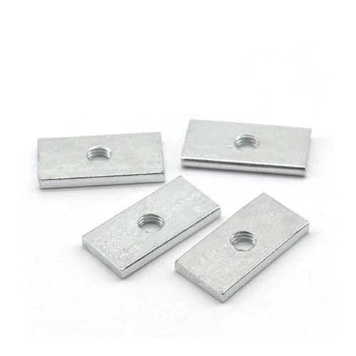 SellGood Handmutter 10 Stück Vierkantmutter M3 M4 M5 M6 M8 verzinkter Kohlenstoffstahl dünne rechteckige Muttern Schieberblock für Aluminiumprofilzubehör (Color : 10pcs, Size : M4-14x9x2.5mm)