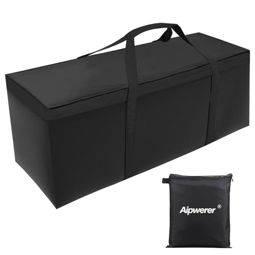 Aipwerer Aufbewahrungstasche XXL für Gartenauflagen, Auflagentasche Gartenpolster, Schutzhülle für Polsterauflagen mit Tragegriff, Groß Tasche für Gartenmöbel, Polster, Kissen (Schwarz, 175x55x75cm)