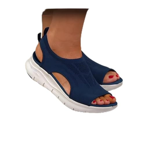 Sommer waschbare Slingback Orthopädische Slide Sport Sandalen, Orthopädische Slide Sport Sandalen, Super Bequeme Sport Strick Sandalen, Mesh Weiche Sohle Casual Damenschuhe (39,Blue)