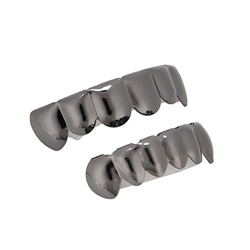 Zähne Set, Hip Hop Grillz, glänzende Zähne Hip Hop Prop Zähne Dekoration für Halloween Party Geschenk(SCHWARZ)