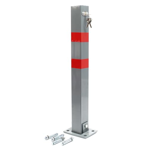 Wiltec Parkpfosten 700 x 160 x 110 mm, Parkplatzsperre klappbar eckig, Absperrpfosten aus Stahl, Parkpfosten, Poller