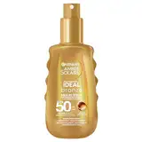 Garnier UV-Sonnenschutzspray für eine strahlende Bräune, Sehr hoher Sonnenschutz mit LSF 50, Wasserfest, Ambre Solaire Ideal Bronze Milk-in-Spray, 1 x 150 ml