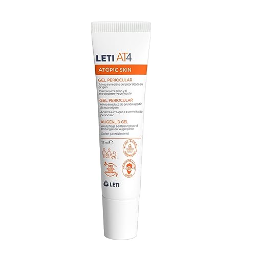 LETI AT4 Augenlid Gel – Die Sofort-Pflege bei trockener oder gereizter Augenpartie, lindert Juckreiz und reduziert Schwellungen um das Auge, feuchtigkeitsspendend, auch bei Lidekzemen, 15 ml