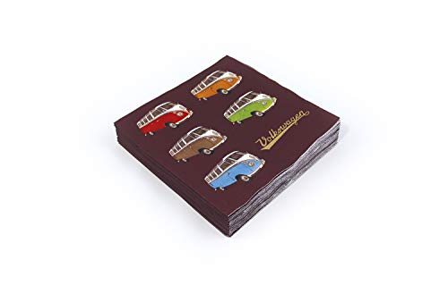 BRISA VW Collection - Volkswagen Servietten-Tisch-Papier-Tücher mit T1 Bus (Bulli Parade/Bunt/3-lagig)