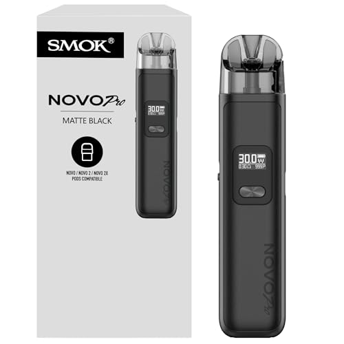 SMOK Novo Pro Pod System Kit 30W E-Zigarette 1300mAh Akku Stufenlose Luftstromkontrolle 0.42 Zoll OLED Bildschirm Typ-C Schnellladung 3ml Pod Ohne Nikotin Mattschwarz