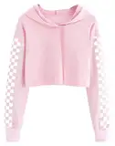 Cicy Bell Kapuzenpullover Für Mädchen Kinder Crop Tops Niedlich Plaid Langarm Mode Hoodie Sweatshirts Rosa 150