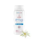 GERMACARE Baby Puder – 100 g – Babypuder ohne Parfum – Babypflege mit Jojobaöl, Glycerin und Bio Edelweiss - für Babys, Kinder, Neugeborene – veganes Puder